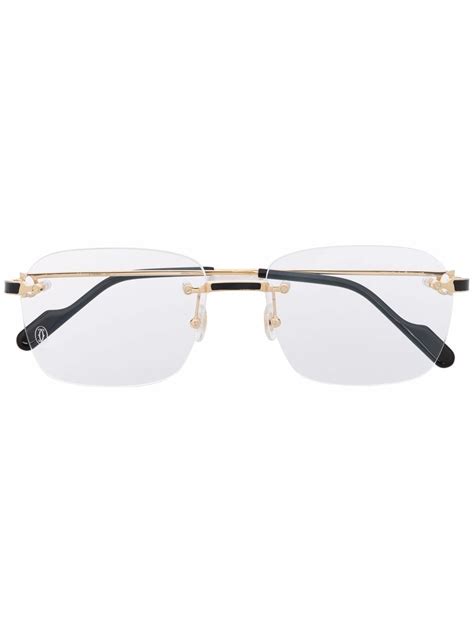 cartier square frame glasses|rimless cartier glasses men's.